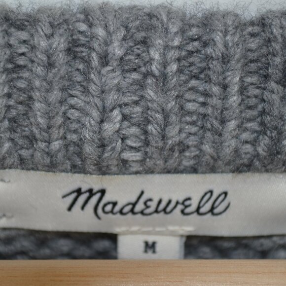 Madewell Wool Alpaca Blend Crewneck Pullover Sweater Womens M Long Sleeve Gray - Picture 9 of 9